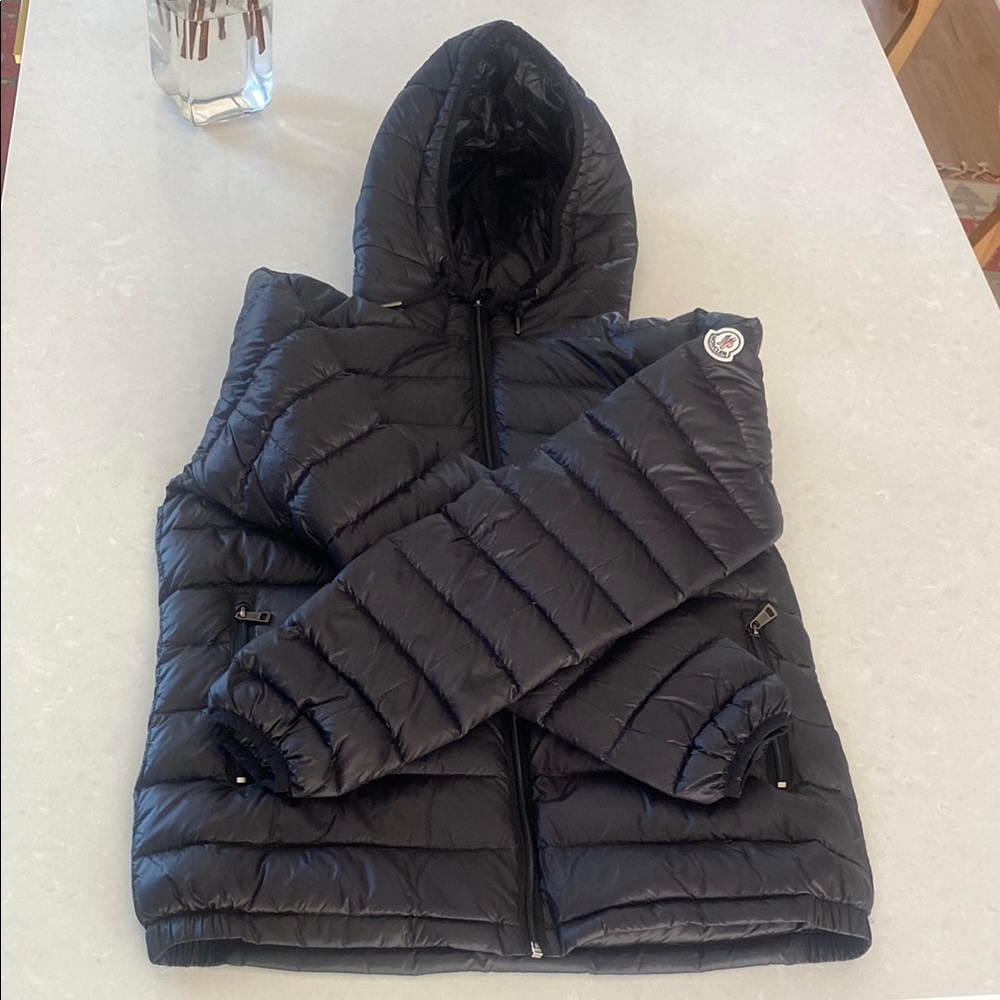 Black Moncler puffer hooded jacket